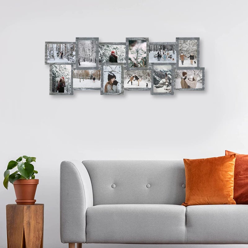 J.M.Deco 12 Opening Picture Collage Frame Wall Decor, 4x6 Photo Collage Frame for Gallery, Ideal Wedding/Christmas Gifts, One-Piece, Retro Brown - Image 2